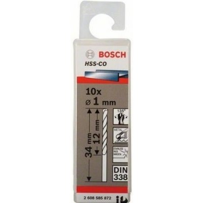 Sada 10ks kobaltových vrtáků do kovu Bosch HSS-Co, DIN 338 - 1 x 12 / 34 mm, spirálový, válcovaný (2 608 585 872) – Hledejceny.cz