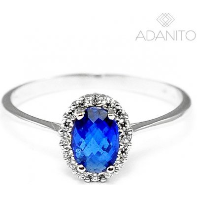 Adanito BRR0337S zlatý z bílého zlata s modrým kamenem a zirkony – Zboží Mobilmania