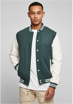 Urban Classic Oldschool College Jacket Bottlegreen/White