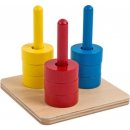 Montessori barevné kroužky na 3 kolíkách