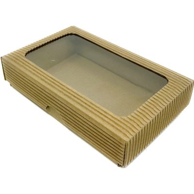 Dárková krabička s průhledným okénkem v přírodní a bílé barvě 15x10x3,5 cm – Zboží Mobilmania