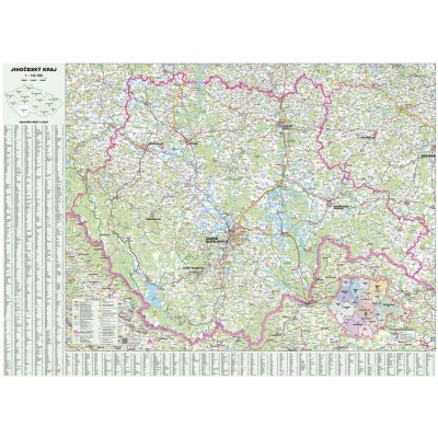 Jihočeský kraj - nástěnná mapa 113 x 83 cm, lamino + lišty – Hledejceny.cz