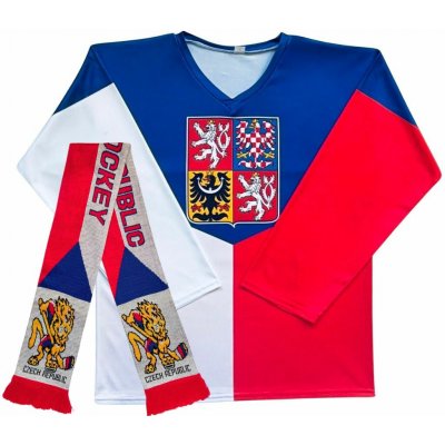 SportDres Hokejový fanouškovský set Česko modrý + šála Czech Republic – Zboží Mobilmania