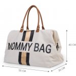 Childhome Mommy Bag Big Canvas Off White Stripes černá/zlatá – Zboží Dáma