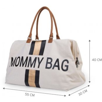 Childhome Mommy Bag Big Canvas Off White Stripes černá/zlatá