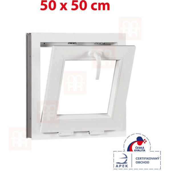okno OKNA HNED 50x50 cm (500x500 mm) bílé sklopné