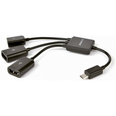 Gembird UHB-OTG-02 mikroUSB OTG BM na 2x USB AF + mikro BF, 0,15m – Zboží Mobilmania