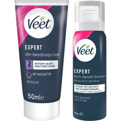 Veet intimní depilační krém a hydratační pěna pro ženy 2 x 50 ml – Zboží Dáma
