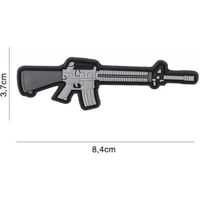 Gumová nášivka 101 Inc zbraň M16 - šedá – Zboží Mobilmania