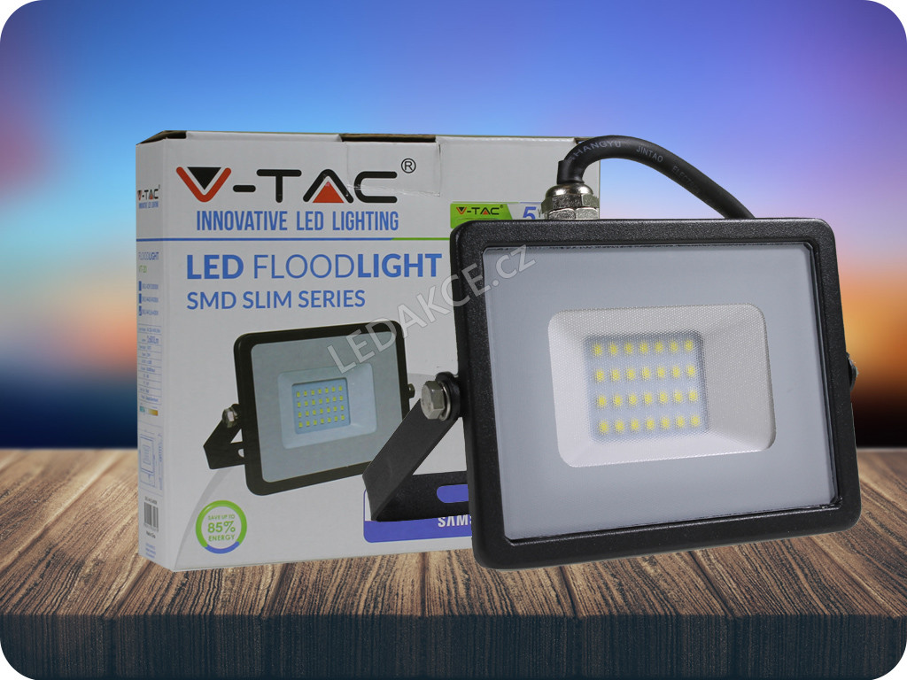 V-TAC LED REFLEKTOR 20W, SAMSUNG CHIP, 1600LM, ČERNÝ, Studená bílá 6400K