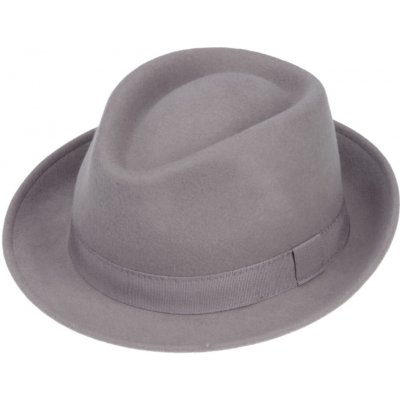 Fiebig Headwear since 1903 Klasický trilby klobouk vlněný světle šedý s šedou stuhou – Hledejceny.cz