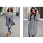 Fashionweek Dlouhý Kardigan s kapucí JK-HONEY šedý – Zboží Dáma