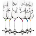 Crystalex Bohemia Crystal Sklenice na šampaňské Sandra Butterfly mix barev 6 x 200 ml – Zboží Mobilmania