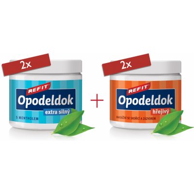 Refit Opodeldok Extra silný 2 x 200 ml + hřejivý 2 x 200 ml dárková sada