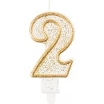 Godan Dortová svíčka číslo 2 zlatá – Sleviste.cz