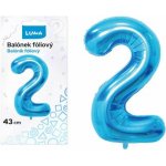 Balónek foliový č.2 modrý 43 cm – Zboží Mobilmania