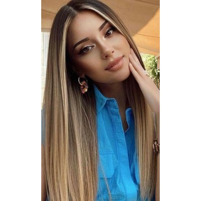 Vlasy clip in 4 pásy - blond melírované rovné vlasové příčesky 55 cm – Zboží Dáma