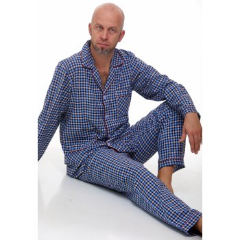 1P0991 pánské pyžamo dlouhé propínací modré od 759 Kč - Heureka.cz