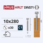 Vruty do dřeva Haushalt, DIN571, 10,0 x 280 mm, ZN, 30 ks. – Hledejceny.cz