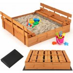 Costway Dětské dřevěné pískoviště se sedátky – Zboží Dáma