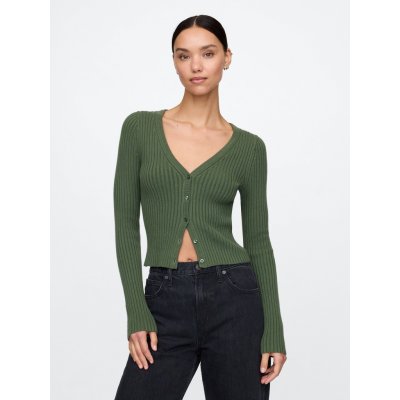 GAP Crop žebrovaný kardigan Zelená – Zboží Mobilmania