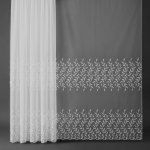 Mantis organzová záclona 6078, vyšívaný vzor listů, s bordurou, bílá výška 170cm ( v metráži) – Zboží Dáma