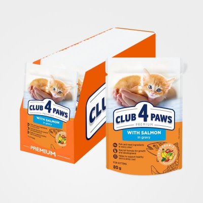 Club 4 Paws Premium pro koťata s lososem v omáčkách 80 g