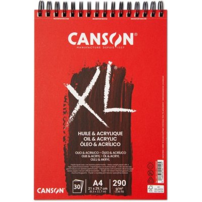 Canson Papír na olej a akryl XL Oil & Acrylic blok A4 290 g 30 listů kroužek