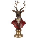 Clayre & Eef Červeno-hnědá vánoční dekorace busta jelen Deer - 10*9*19 cm – Hledejceny.cz