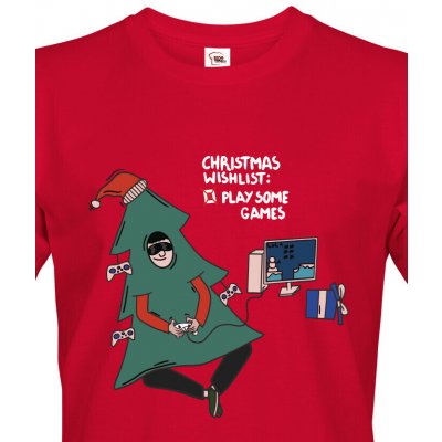 Pánské vánoční tričko Christmas wishlist play some games Canvas pánské tričko s krátkým rukávem 1673 červená – Hledejceny.cz