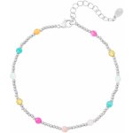 Ornamenti náramek na kotník Coloured beads silver OOR150025 – Zboží Dáma