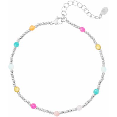 Ornamenti náramek na kotník Coloured beads silver OOR150025 – Zboží Dáma