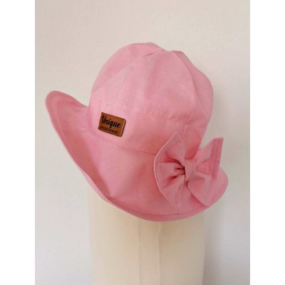 Unique kids Bavlněný klobouk s mašlí rúžový