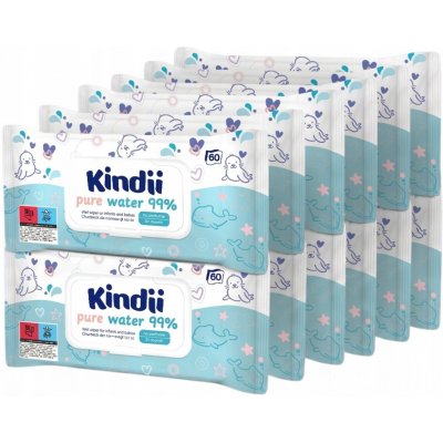 Kindii Pure Water Vlhčené ubrousky 12 x 60 ks – Hledejceny.cz