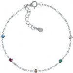 Nubis® Stříbrný náramek na nohu se barevnými zirkony NB-6051 – Zboží Dáma