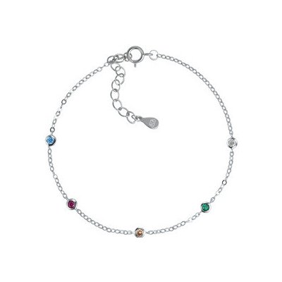 Nubis® Stříbrný náramek na nohu se barevnými zirkony NB-6051 – Zboží Dáma