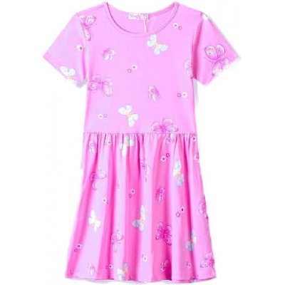 BAVLNĚNÉ DÍVČÍ ŠATY S MOTÝLKY KUGO NOVINKA Fialková – Hledejceny.cz