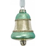 Clayre & Eef Stříbrno-modrá antik skleněná závesná ozdoba zvonek Ø 5*9 cm – Hledejceny.cz