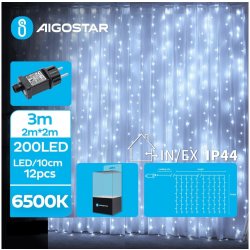 Aigostar LED Venkovní vánoční řetěz 200xLED 8 funkcí 5x2m IP44 studená bílá | AI0460