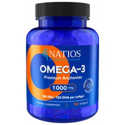 NATIOS Omega-3 Premium Anchovies, 1000 mg, 100 softgel kapslí