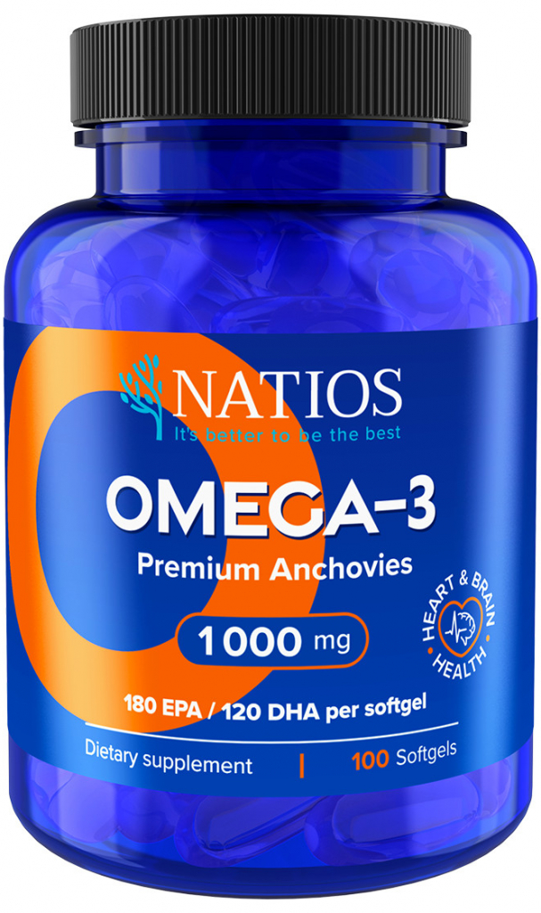 NATIOS Omega3 Premium Anchovies, 1000 mg, 100 softgel kapslí od 349 Kč