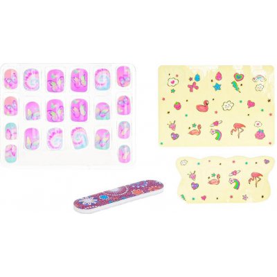 Sada nalepovacích nehtů 20 ks s nálepkami a pilníkem – Zboží Mobilmania