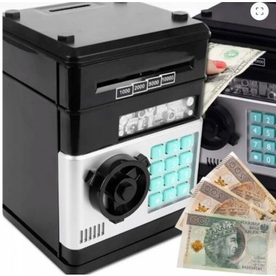 POKLADNIČKA SEJF BANKOMAT S VKLÁDÁNÍM PENĚZ, 4MÍSTNÝ KÓD, ČERNÁ 06249 – Sleviste.cz