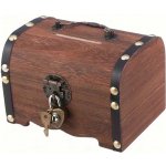 Pokladnička na peníze Dřevěná krabička s visacím zámkem dárek 14,5 cm CIE – Zboží Dáma