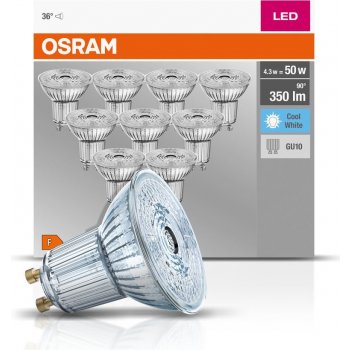 Osram sada 10x LED žárovka GU10, PAR16, 4,3W, 350lm, 4000K, denní bílá
