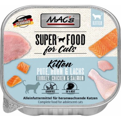 MAC's Kitten krůtí maso kuřecí maso a losos 16 x 100 g – Sleviste.cz
