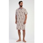 Vienetta MAN pánská noční košile s krátkým rukávem Bear hnědá – Zboží Dáma