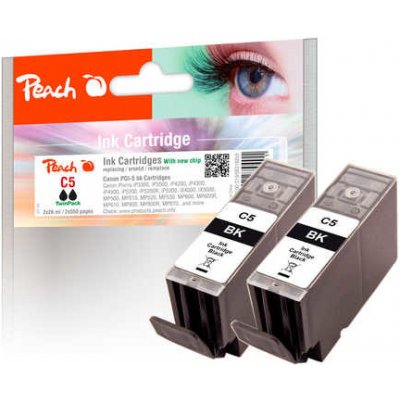 Peach Canon PI100-219 | Twinpack PGI-5 BK, černá, s čipem, kompatibilní – Hledejceny.cz