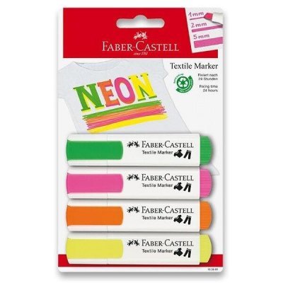 Faber-Castell popisovače na textil 4 neonové barvy – Zbozi.Blesk.cz