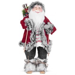 MagicHome Dekorace Santa na lyžích 45cm